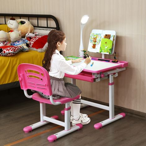 Ensemble Table Chaise Enfant Lampe Hauteur Réglable Rose CW25314 (1/3)