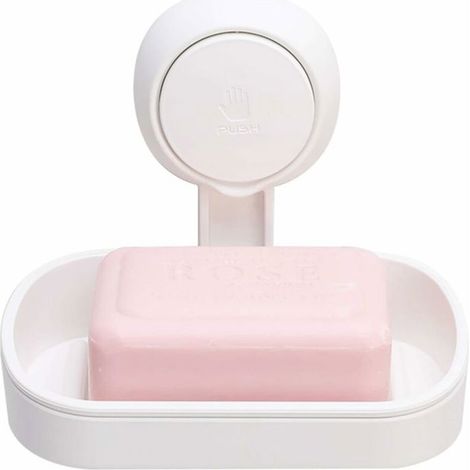 HONORNIC - Porte Savon à Ventouse Ventouse Savon sans -Blanc Perçage & Réutilisable 1 Seconde d'Installation Porte Savon Douche Charge 5KG