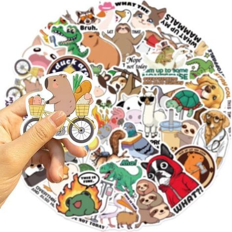 Lot de 50 autocollants autocollant stickers sticker scrapbooking aesthetic ordinateur portable Animaux Fantaisistes (1/5)