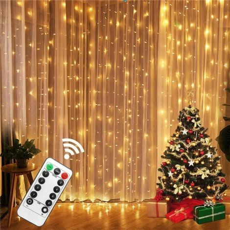 Rideau Lumineux 300 LED avec Télécommande 8 Modes Minuterie USB Etanche pour Décoration Intérieur Noël Mariage Fête Patio Chambre (1/3)
