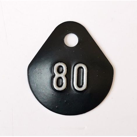 Chiffre goutte d'eau fond noir (à l'unité) estampé "80" en relief blanc hauteur d'écriture 11mm DERANCOURT