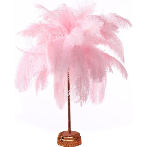 Lampe À Plumes - Base En ABS - Hauteur 40 Cm - Alimentation Sur Piles AA Ou USB - Pour Chambre À Coucher Salon Bureau - 1 Pièce (1/5)