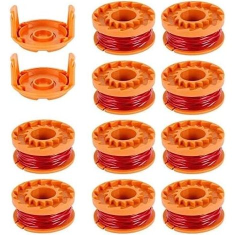 10Pcs Bobines Fil pour Débroussailleuses 3 m/1.65mm en Nylon Ligne de Bobines de Rechange WORXWG163 WG180 WG175 WG150 WG160 avec 2 Capuchons de Coupe Bobine de Fil de Coupe pour Tondeuse à Gazon (1/4)