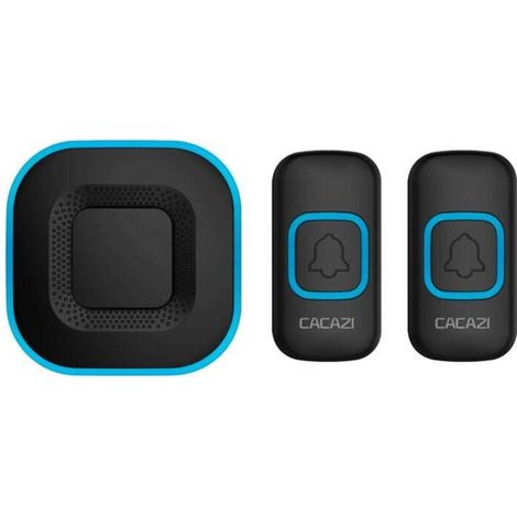 Sonnette sans Fil, Kit De Carillon De Porte sans Fil Étanche, Portée De 1000 Pieds, 38 Mélodies, 4 Niveaux De Volume avec Flash LED, 2 Boutons Poussoirs 1 Récepteur,Noir (1/4)
