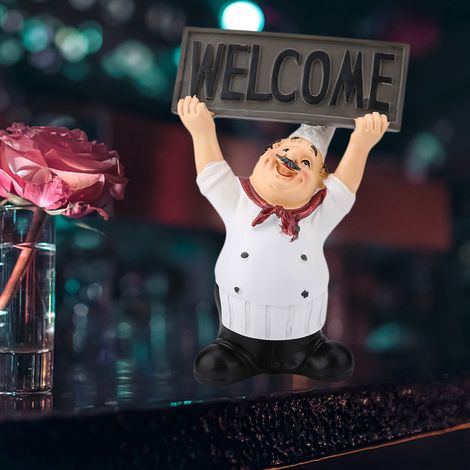 Figurine de Chef en Résine Décorative pour Table - Miniature de Restaurant Mignon (1/4)