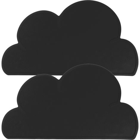 Lot de 2 sets de table enfant en forme de nuage, en silicone imperméable et isolant thermique, noir (1/5)