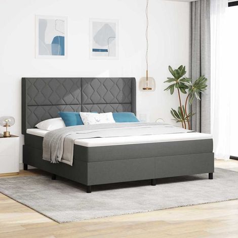 Cama tipo Box Spring con cojín Gris oscuro 200 x 180 cm tela (1/5)