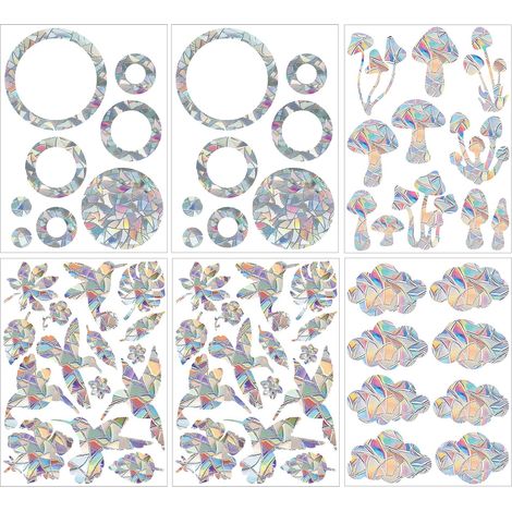 Statique Arc-en-Ciel Verre Autocollants Fenêtre 65 pcs Suncatcher Sticker Fenetre Décalcomanies De Fenêtre Anti-Collision Convient Pour La Protection Des Fenêtres Contre Les Chocs (1/5)