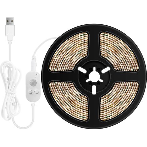Dimmbare LED-Lichtleiste mit USB-Anschluss, PIR-Bewegungsmelder, 4 m, 240 LEDs, für TV, Computer, Desktop-Hintergrundbeleuchtung, Küche und mehr – ideal als dekorative Beleuchtung. (1/5)