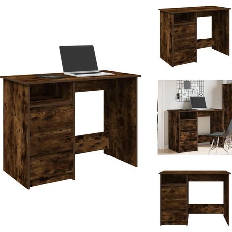 Bureau chêne fumé 102x50x75 cm bois d'ingénierie - Bureau - Bureaux - Bureau D'ordinateur - Bureau D'étude (1/5)