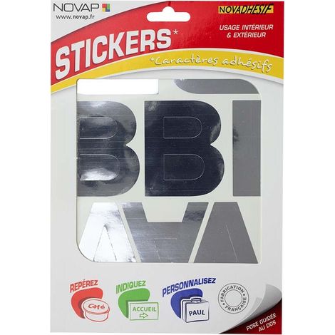 Lettres autocollantes 60mm Argent NOVADHESIFS - 4371214