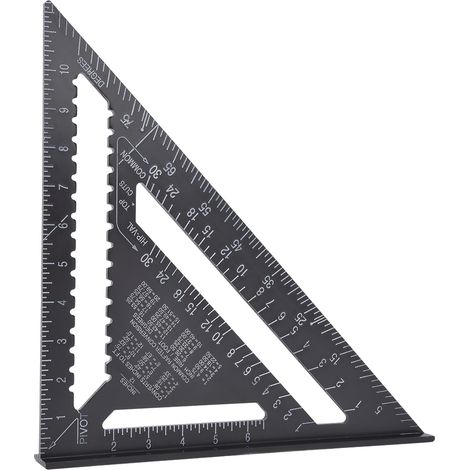Équerre à angle droit en aluminium noir de 30 cm (12 pouces), rapporteur antirouille, outil de menuiserie, profilé en aluminium (1/5)