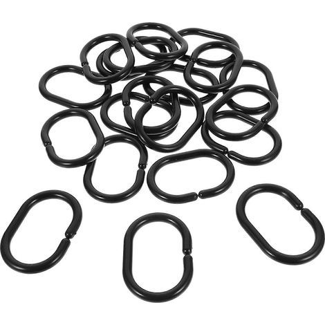 Packung mit 20 Duschvorhangringen aus Kunststoff – 5,80 x 4,00 x 0,50 cm – Schwarz (1/3)