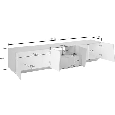 Meuble TV moderne gris ardoise 220 cm Vegas (1/4)