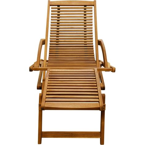 INLIFE Chaise de terrasse avec repose-pied Bois d'acacia solide (1/5)