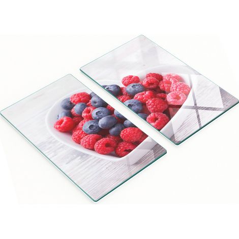 Tablas de cortar de cristal para cocina con estampado de frambuesas y ar谩ndanos, 2 x 30 x 52 cm.