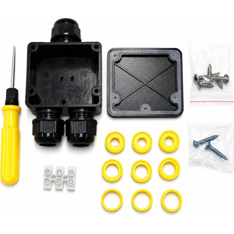 Boîtier de Dérivation IP68 3 Voies pour Éclairage Extérieur Noir (1/5)