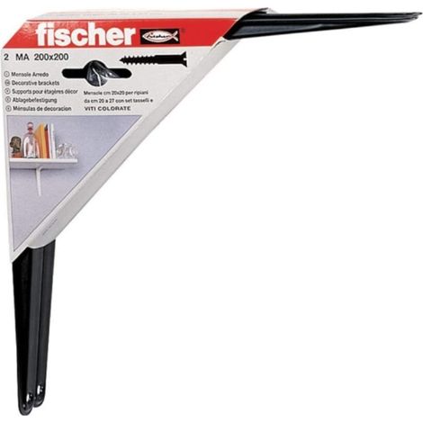FISCHER - COPPIA REGGIMENSOLE PER ARREDOCASA 200x200MM - IN ACCIAIO SMALTATO COLORE NERO