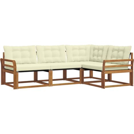 Conjunto de sofás de exterior 4 uds. Natural y Crema vidaXL (1/5)