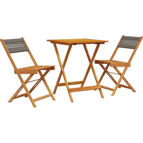 Maison Exclusive - Set da Bistrot 3pz Grigio in Polipropilene e Legno Massello