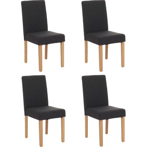 Lot de 4 chaises de salle à manger Littau, tissu, noir, pieds clairs (1/5)