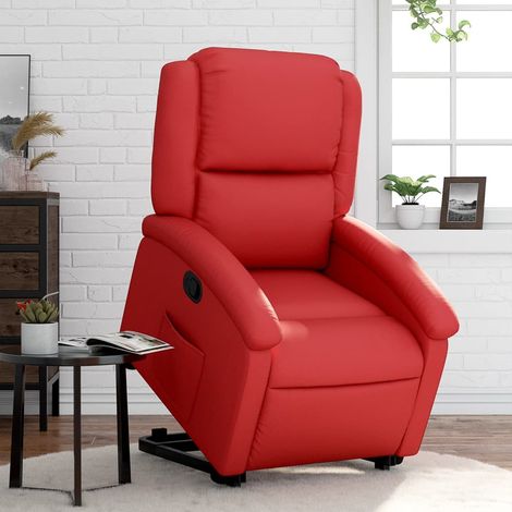 Relaxsessel mit Aufstehhilfe Rot Kunstleder