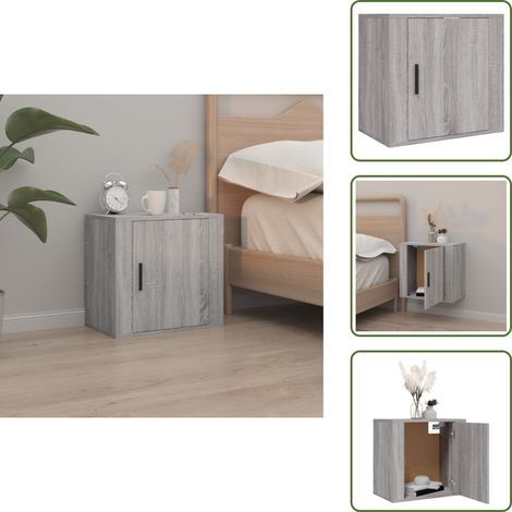 Wand-Nachttisch Grau Sonoma 50x30x47 cm - Wand-Nachttisch - Nachttisch Grau - Holzwerkstoff Möbel - Wohnzimmer Dekoration - Regal Wandhängend (1/5)