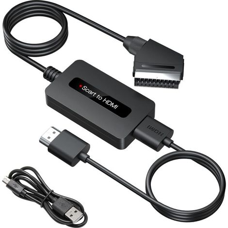 Convertisseur Péritel vers HDMI avec Câbles HDMI et Péritel, Convertisseur Scart vers HDMI, Adaptateur Péritel HDMI Sortie Full HD 720P/ 1080P (1/5)