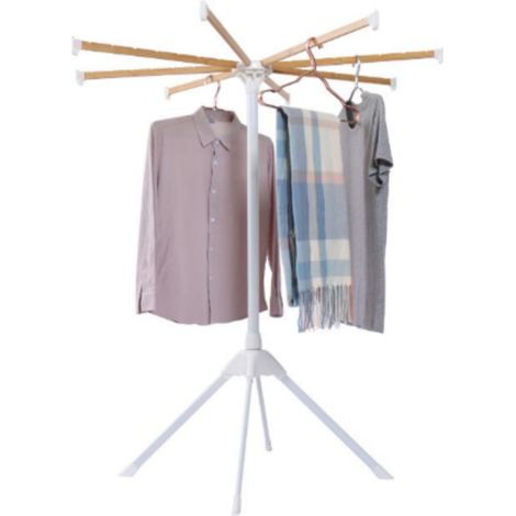 Tendedero plegable moderno 83,5 x 123 cm para colgar o secar en horizontal fabricado en bambú natural + blanco 200018975