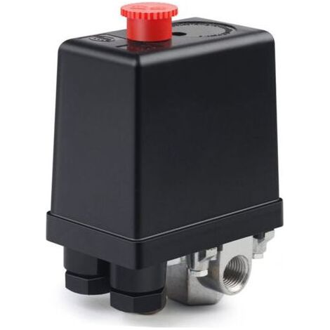 Ciel-Pressostat-Soupape de Compresseur D'air 220V Pression Automatique Pressostat Compresseur D'air Compresseur Interrupteur Contrôle Valve pour Une Réduction Rapide de la Pression(4 trous), (1/4)