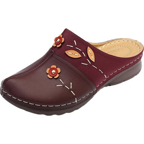 1 Paire Sabots, Cuir, Mules à enfiler, Antidérapantes, Plage, Femme (1/5)