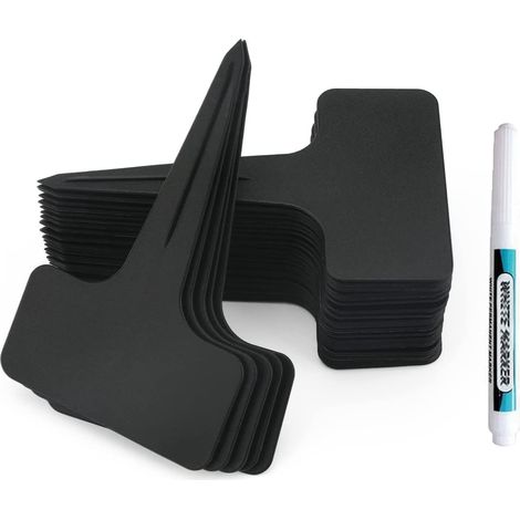 100 Pcs Épais en Plastique Marqueurs Plant Étiquettes Noir T Type Jardin Plant Étiquettes Potager avec Stylo étanche Etiquetage Réutilisable et Accessoires pour Plantes(Noir) H (1/5)