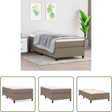 vidaXL Sommeil - Cadre de lit à lattes taupe 90x200 cm tissu (1/5)
