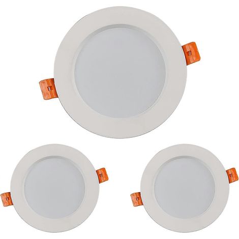 Spots encastrés LED 7 W à intensité variable, IP44, 550 lumens, 230 V, ronds, 3000 K, blanc chaud, LED ultra-plates pour salle de bain, cuisine, salon, couloir (lot de 1) (1/3)