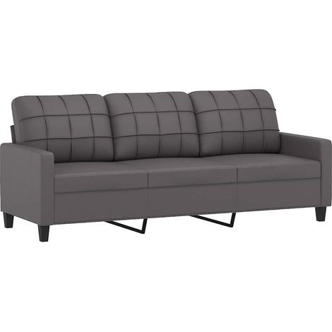 Sofá de 3 plazas de cuero sintético gris 180 cm vidaXL