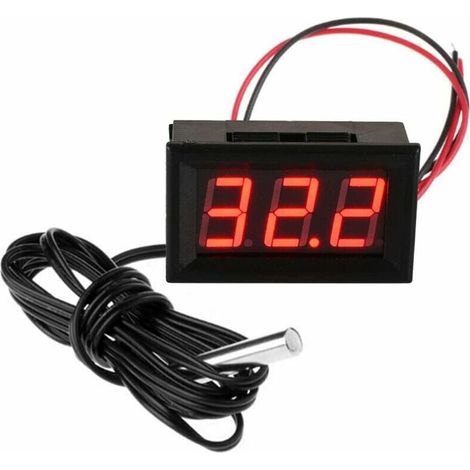 Digital thermometer 12v mini temperature Test waterproof Digital temperature meter gauge for aquarium freezer freezer, red (1/5)
