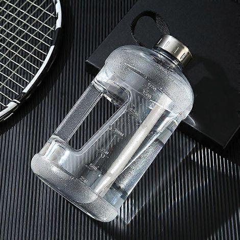 Gourde de 2,2 L avec poignée, idéale pour le sport en extérieur (course à pied, salle de sport, etc.) et l'entraînement en salle. Bouteille de sport en plastique. (1/5)