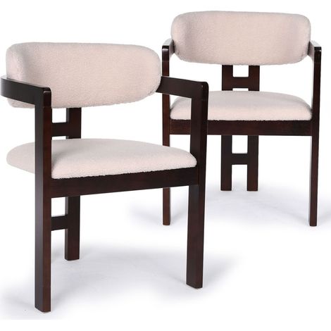 Lot de 2 Chaises en Tissu Bouclette "Yoroi" 79cm Beige