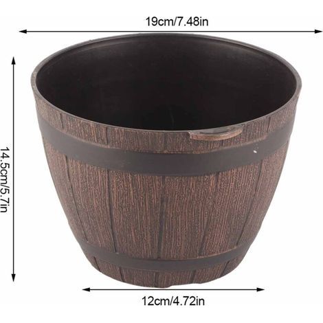 Jeffergarden Baril en bois d'imitation Pot de fleur en résine PP Baril de plantation en bois imité (1/4)