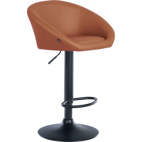 Sgabello bar girevole a 360° seduta regolabile in altezza in PVC marrone chiaro base in metallo nero 100004767