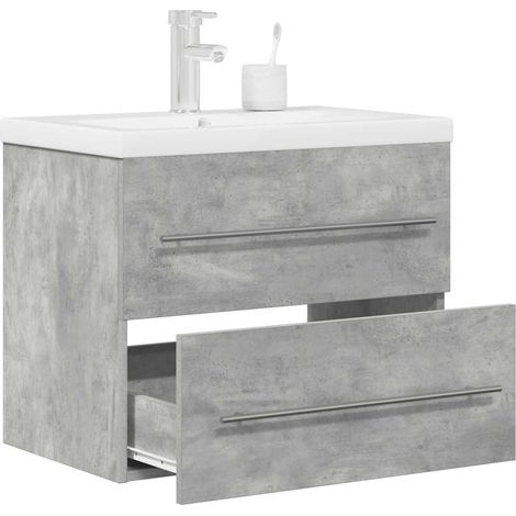 2-tlg. Badmöbel-Set Betongrau Holzwerkstoff