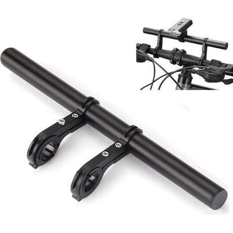 Extensión de manillar para bicicleta, 30 cm, Fácil de instalar, Manillar doble multifuncional para bicicleta, Extensión de cuadro, Negro (1/5)