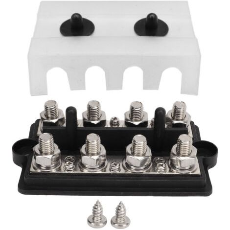 Barre omnibus Marine RV Terminal de batterie bloc de distribution d'énergie 2 rangées M8 goujon DC12-48V 150A noir