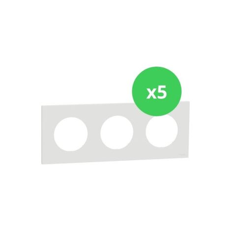 Schneider - Odace 2025 - LOT de 5 Plaques de finition 3 postes - Blanc craie - Ru00e9f : S920706 x 5 (1/5)