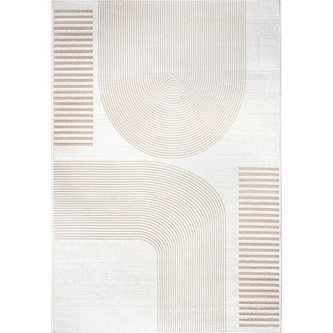 Privatefloor – Tapis shaggy contemporain 290x200 cm – Beige doux et résistant – Design minimaliste pour salon et chambre (1/5)