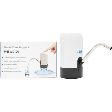 Pompe électrique pour bouteille d'eau - PNI - WD100 - Rechargeable micro USB - Batterie 800 mAh - Puissance 4 W (1/4)