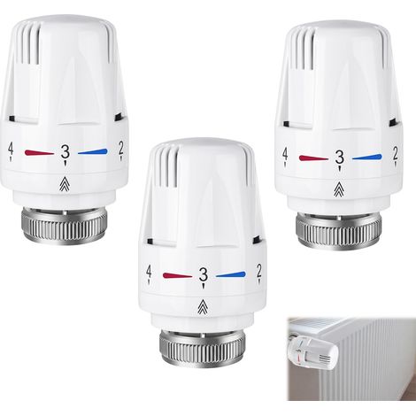 Lot de 3 têtes thermostatiques de chauffage avec position zéro M30 x 1,5 - Tête thermostatique de radiateur - Tête de robinet de radiateur - Tête de rechange pour le bureau et la maison (1/4)