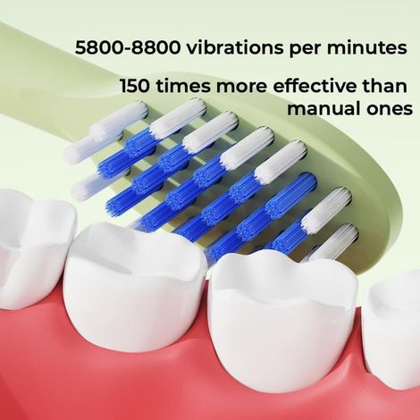 Brosse à dents électrique - 3 modes, 8 têtes de brosse, minuterie de 2 minutes pour les enfants de 3 ans et plus (bleue)-AquaForge