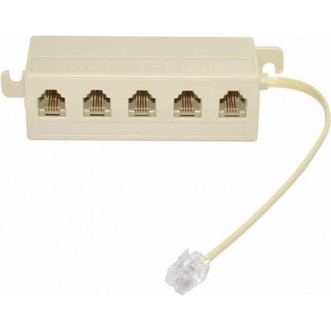 Séparateur Téléphone 6P4C RJ11 RJ12 - 1 Entrée 5 Sorties - Adaptateur Ligne Beige (1/5)