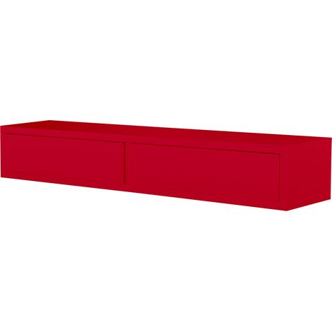 Mensola da Parete con 2 Cassetti 88,2x13,4x20 cm in Fibra di Legno Domino Rosso (1/5)
